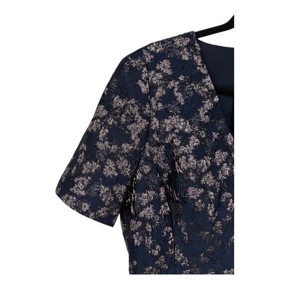 Club Monaco Dress brocade minidress blue multi size Large L DEFECT - Picture 2 of 5